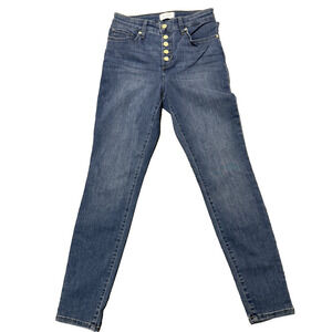 Crown & Ivy Women’s Jeans Size 6 Blue Med Wash Button Fly High Rise Skinny New
